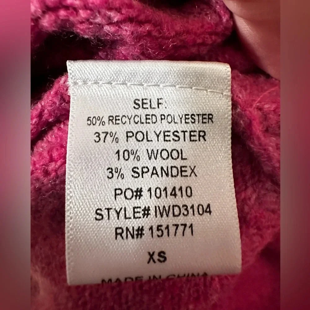 NWT LE LIS Hot Pink Oversized XS Wool Blend Crew Neck SOFT LIKE CASHMERE Sweater
